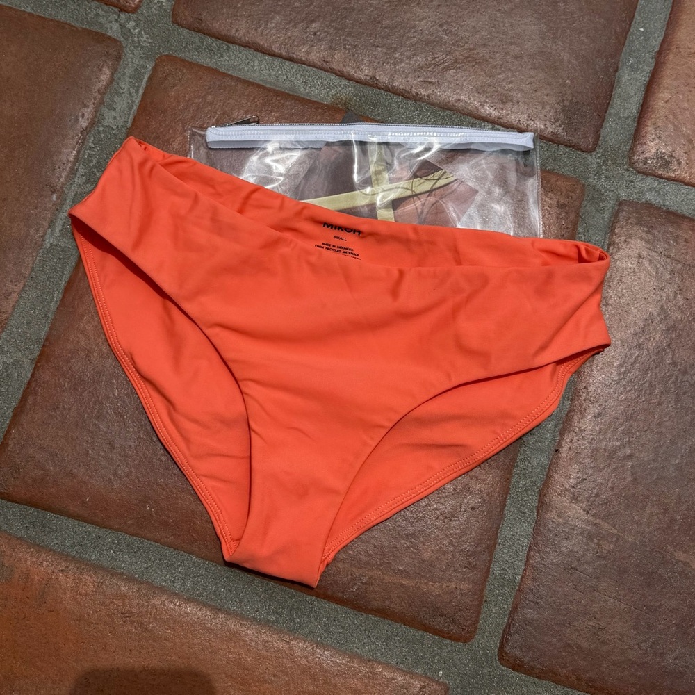 Women's Orange Bikini Bottom - Classic Mid-Rise Swim Brief